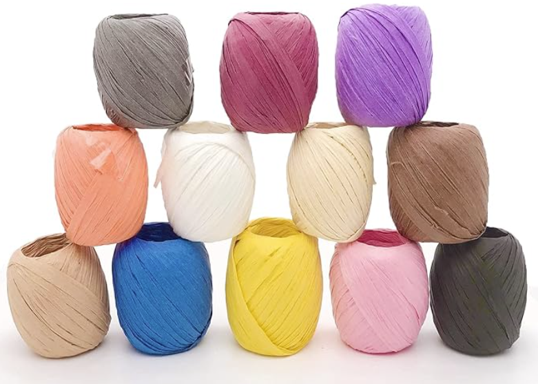 Raffia Ribbon，Raffia Twine String for Christmas Valentine's Day Party Gifts Wrapping Florist Bouquets DIY Craft Decoration Weaving