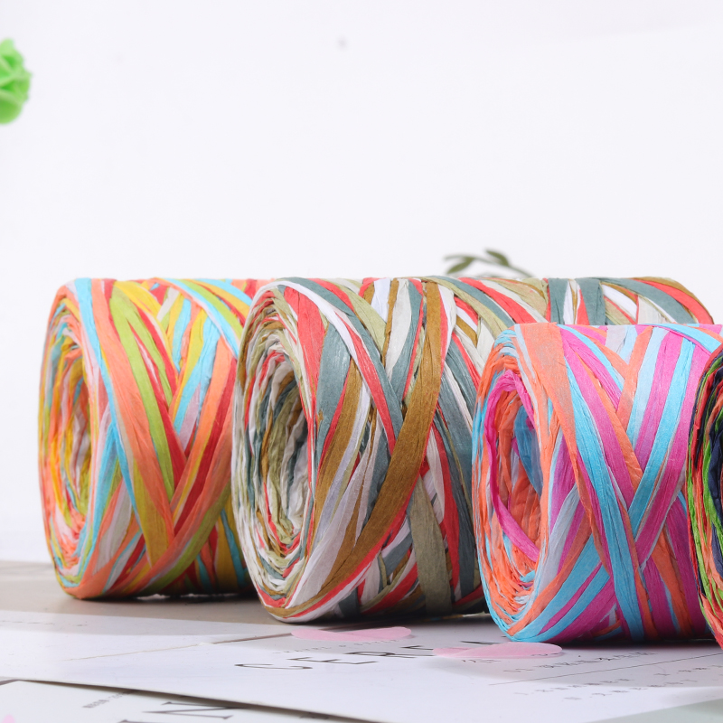 Colored Raffia Paper Ribbon, 6 Colors Packing Paper String, Colored Paper String Raffia Ribbon for Gift Wrapping, Wrapping Ribbons for Gift Party Decor DIY Craft Decoration
